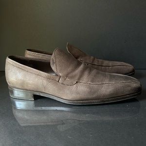 Men’s Brown Salvatore Ferragamo Textured Dress loafers Shoes Size 8.5 E